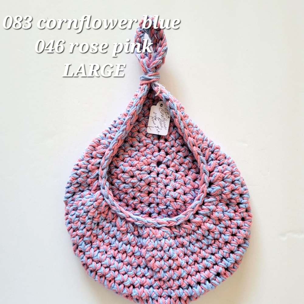 COPY - LARGE 416 AZALEA OMBRE 001 WHITE HANDMADE CROCHETED  HANGING WALL BASKET
